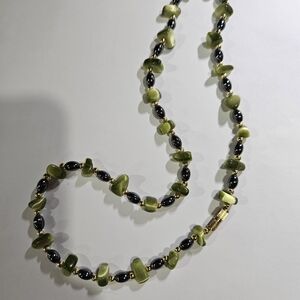 Chic Olive and Black Beaded Necklace
